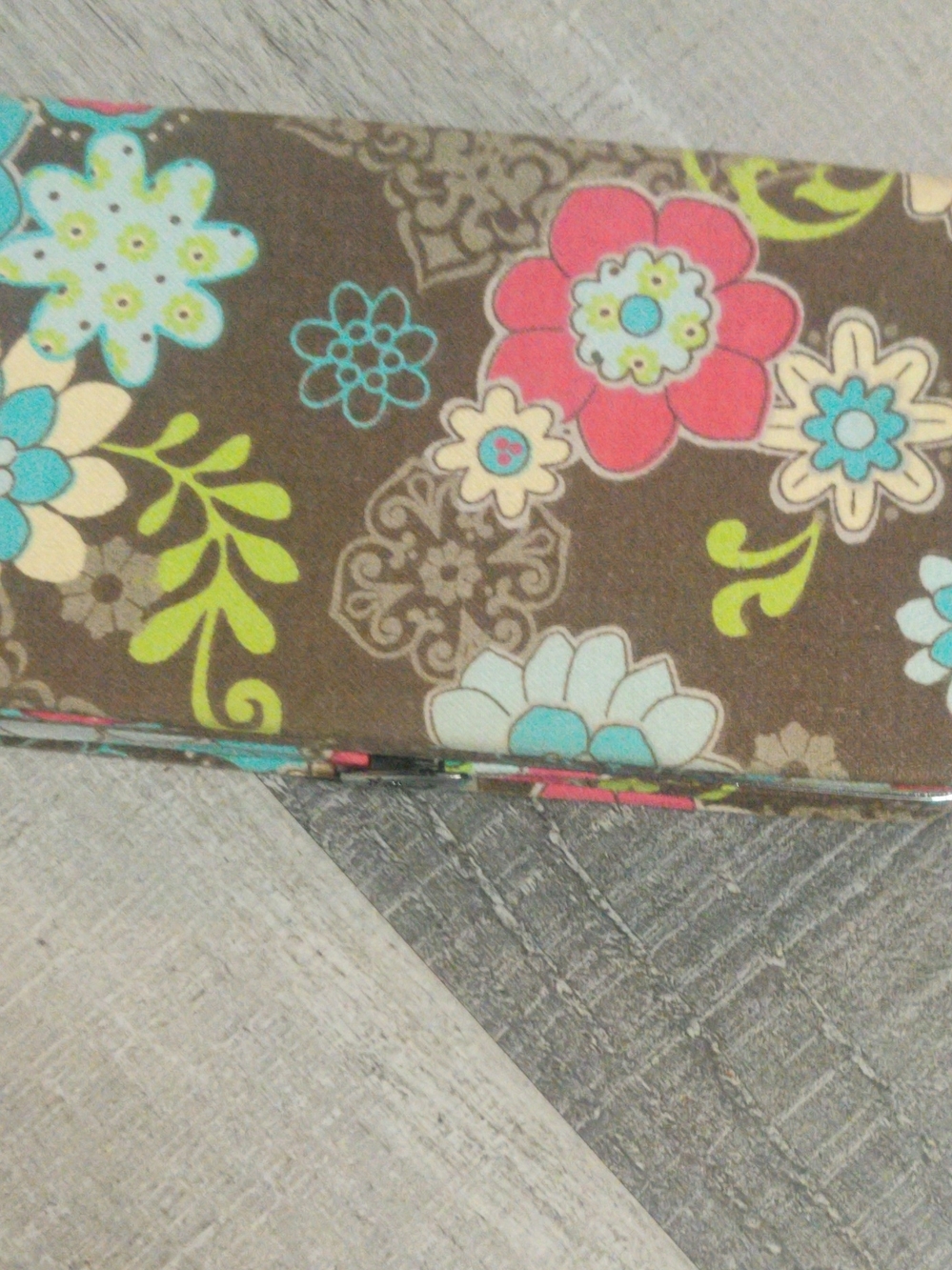Floral Pattern Brown Wallet Clutch - Multicolor Flowers